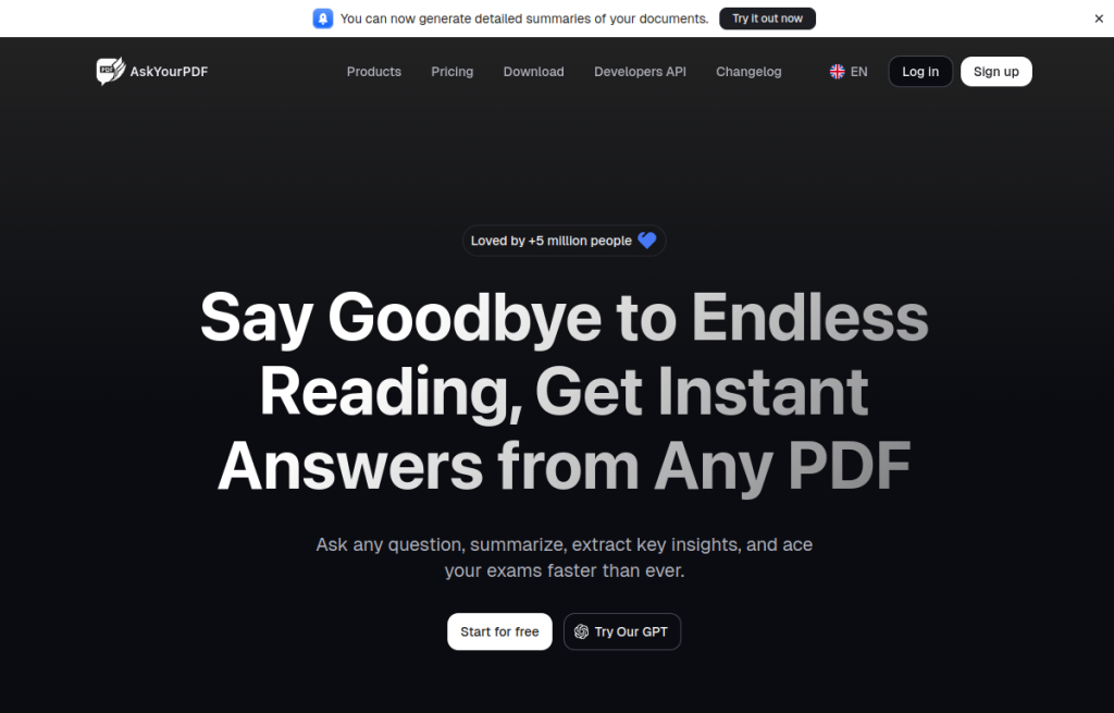 Interfaz de AskYourPDF