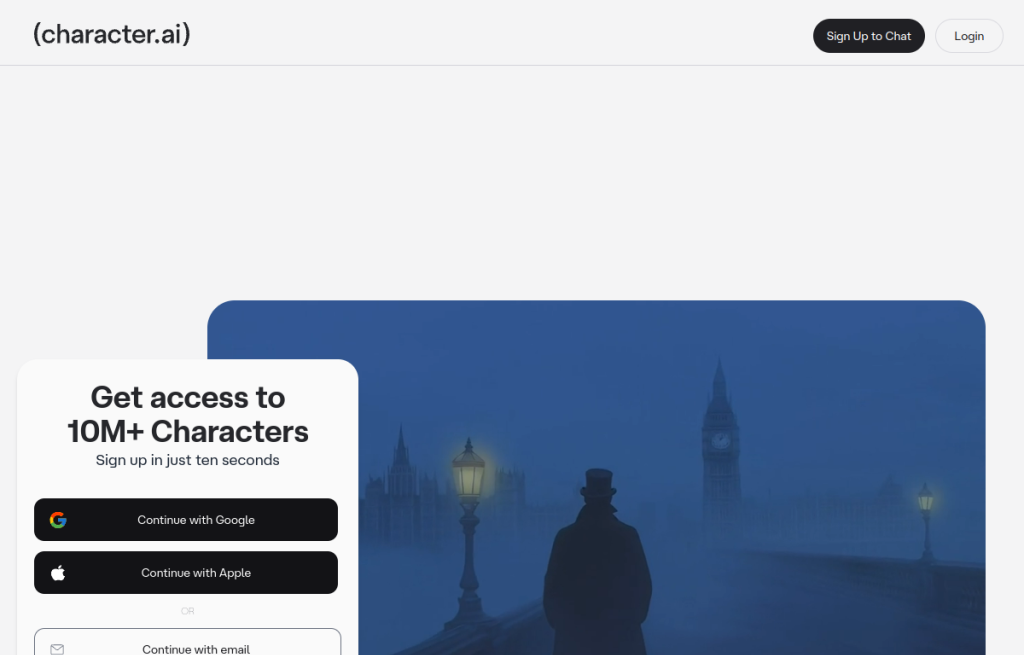 Interfaz de Character AI