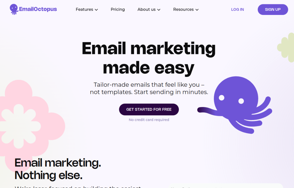 Interfaz de EmailOctopus