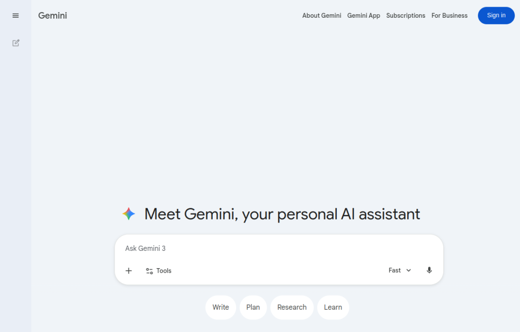 Interfaz de Google Gemini