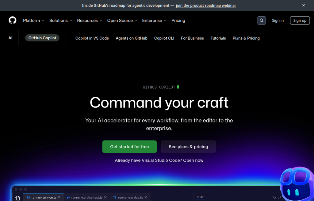 Interfaz de GitHub Copilot