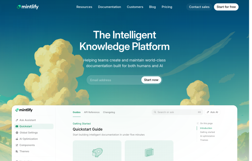 Interfaz de Mintlify