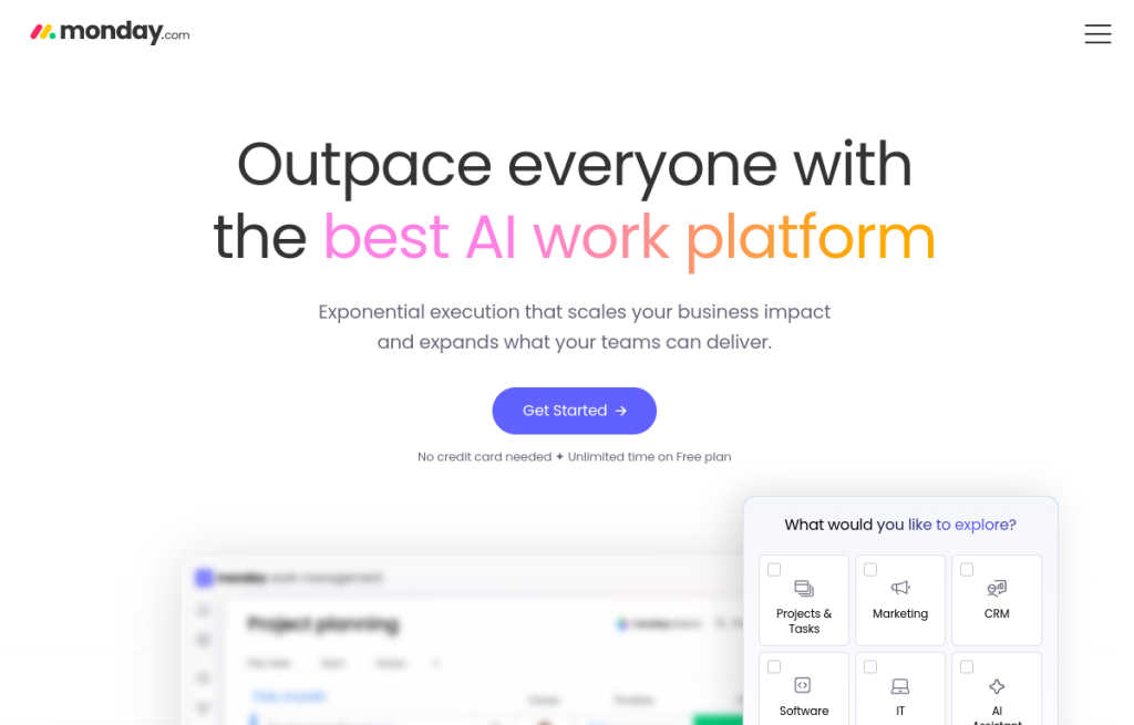 Interfaz de Monday.com