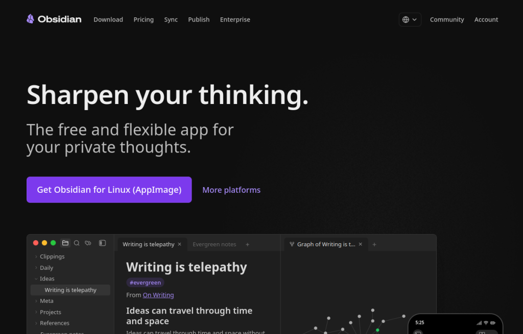 Interfaz de Obsidian