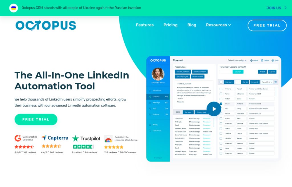 Interfaz de Octopus CRM