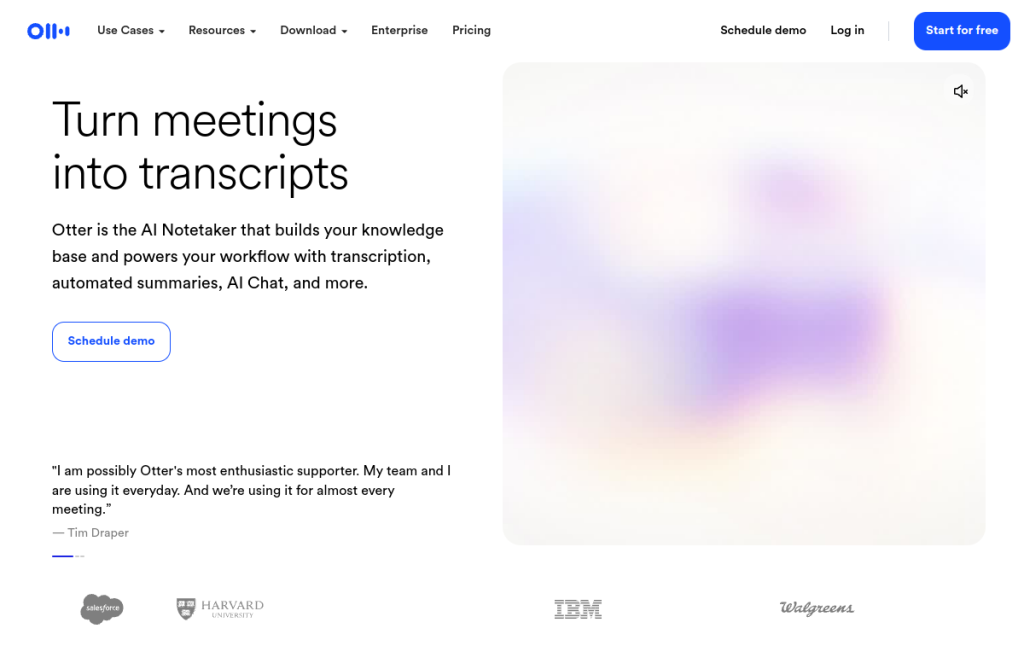 Interfaz de Otter.ai