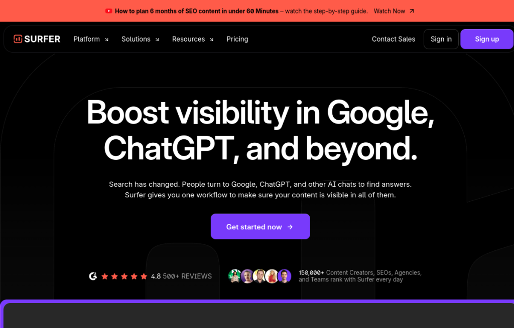 Interfaz de Surfer SEO