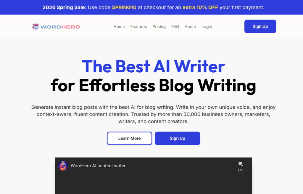 Interfaz de WordHero