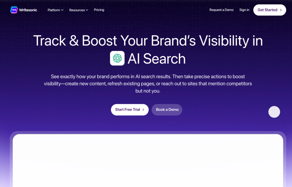 Interfaz de Writesonic