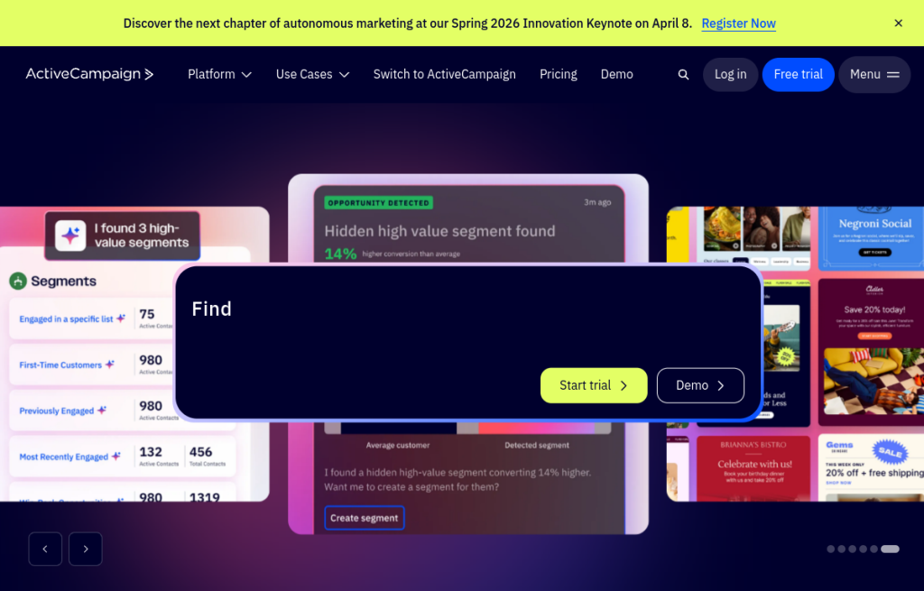 Interfaz de ActiveCampaign
