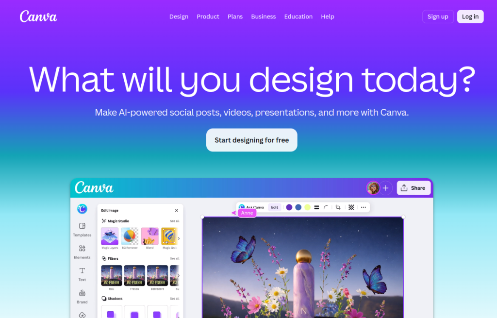 Interfaz de Canva AI