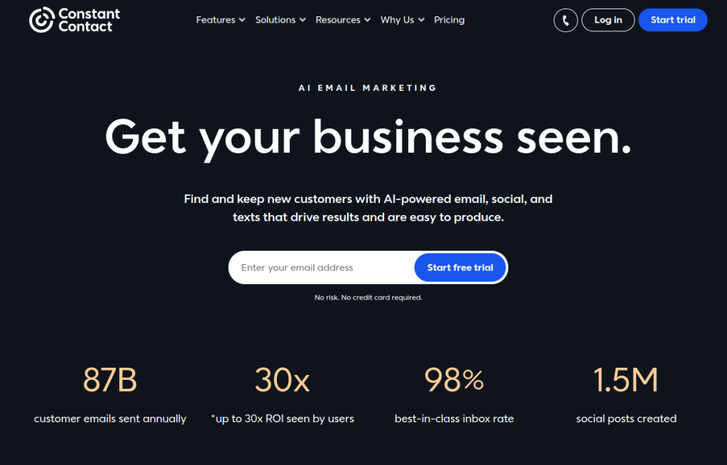 Interfaz de Constant Contact