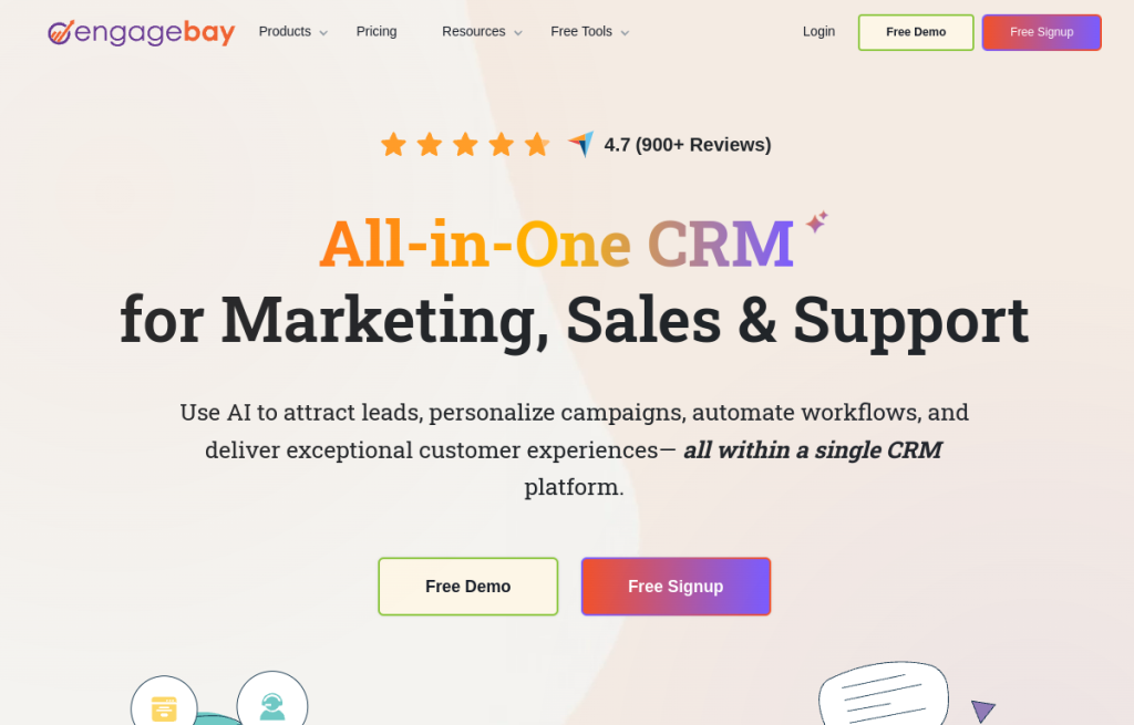 Interfaz de EngageBay