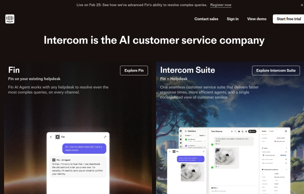 Interfaz de Intercom Fin