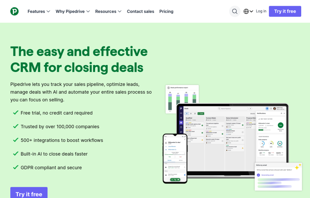 Interfaz de Pipedrive