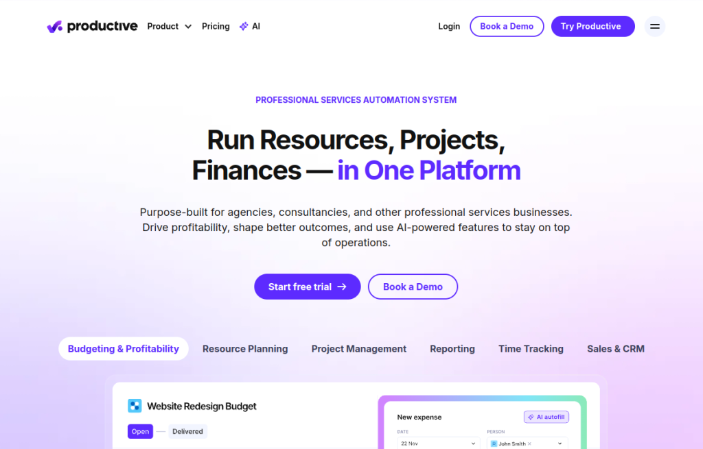 Interfaz de Productive