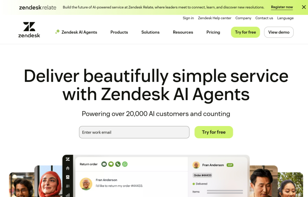 Interfaz de Zendesk Sell