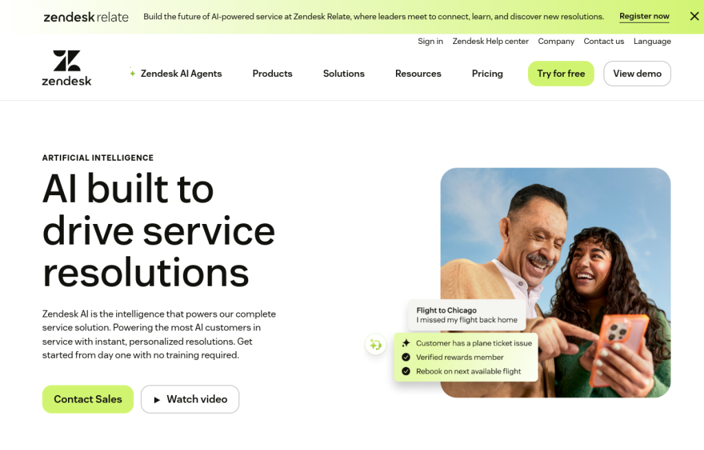 Interfaz de Zendesk AI