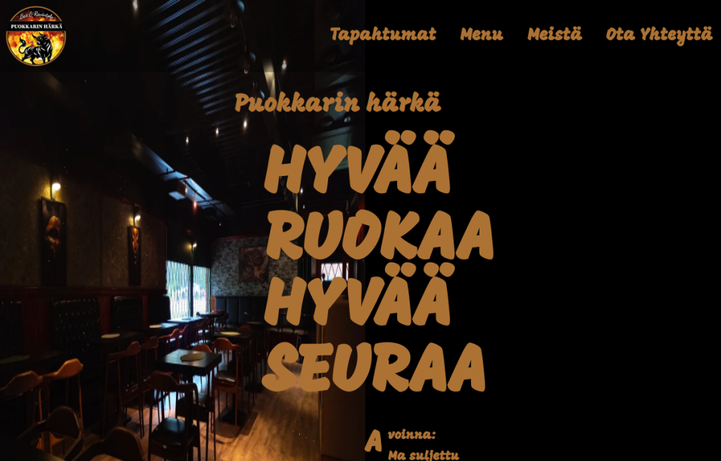 Puokkarin Härkä verkkosivun kuvakaappaus