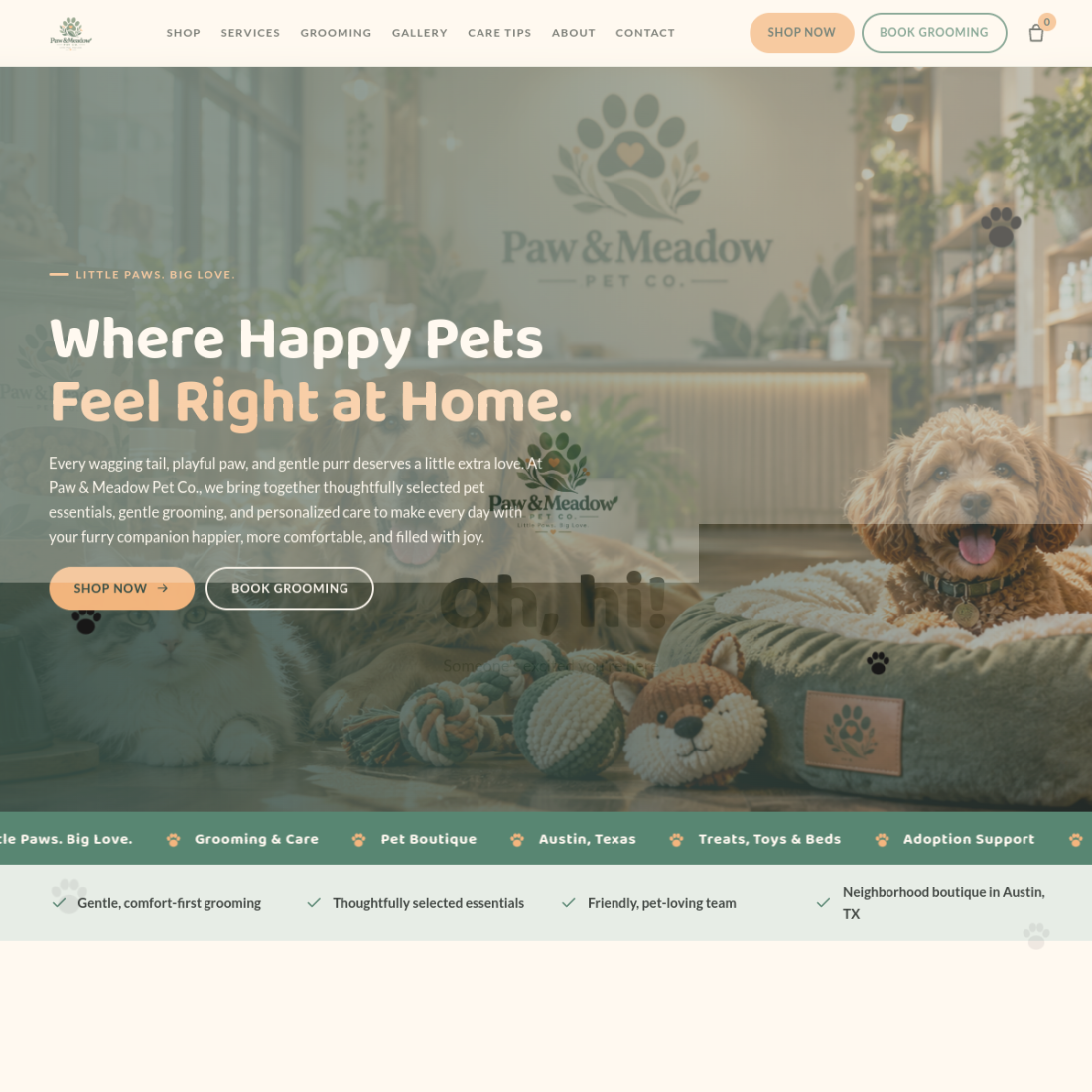 Screenshot of Paw and Meadow Pet Co. Funnel