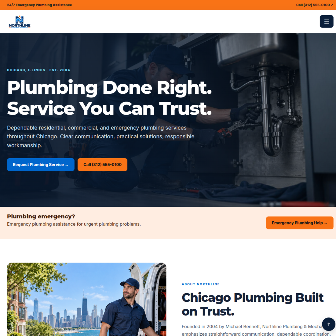 Screenshot of Northline Plumbing & Mechanical Website