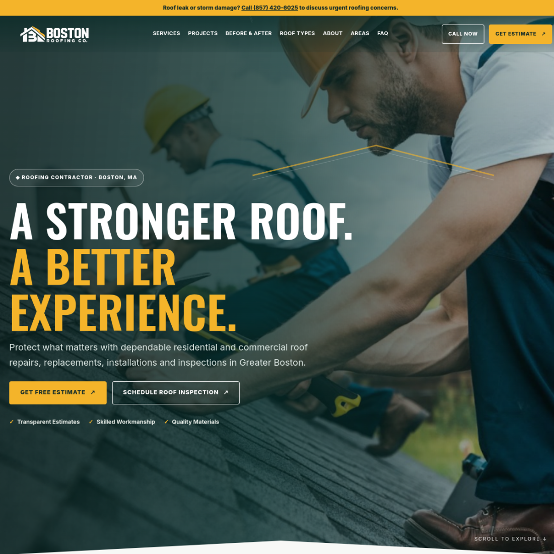 Screenshot of Boston Roofing Co. Funnel