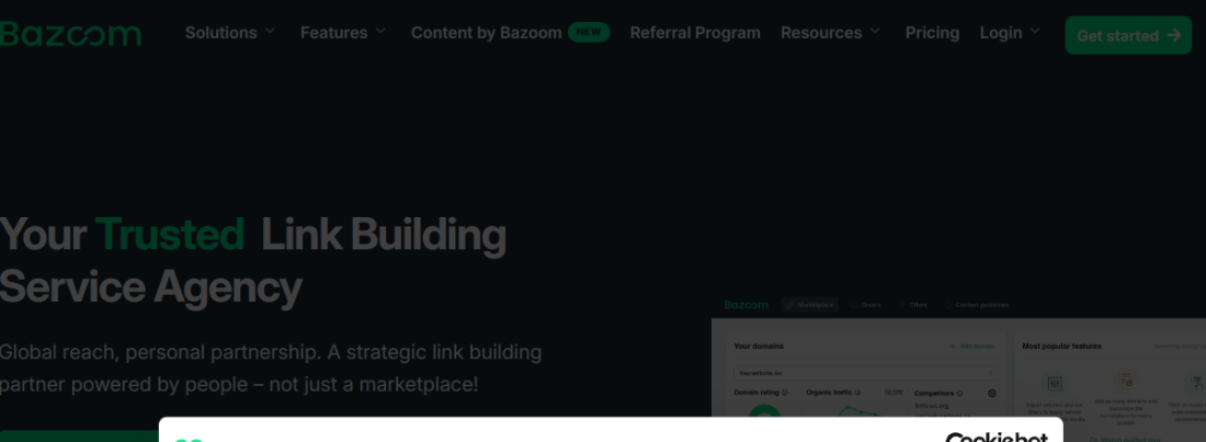 bazoom.com seo backlink platform screenshot