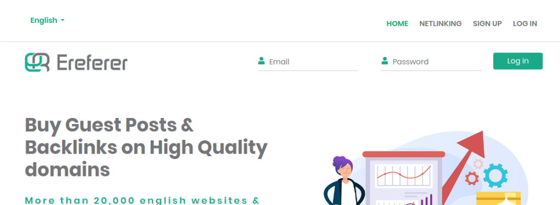 ereferer.com link building platform screenshot