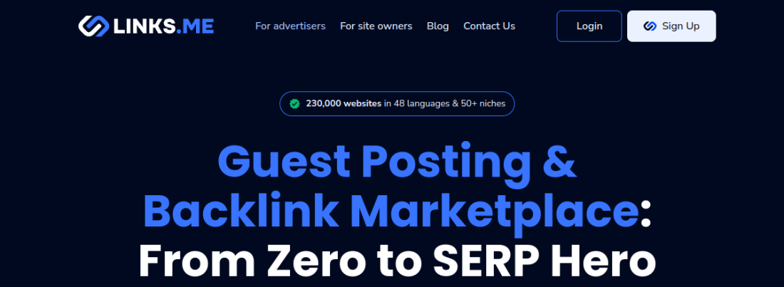 links.me backlink marketplace screenshot