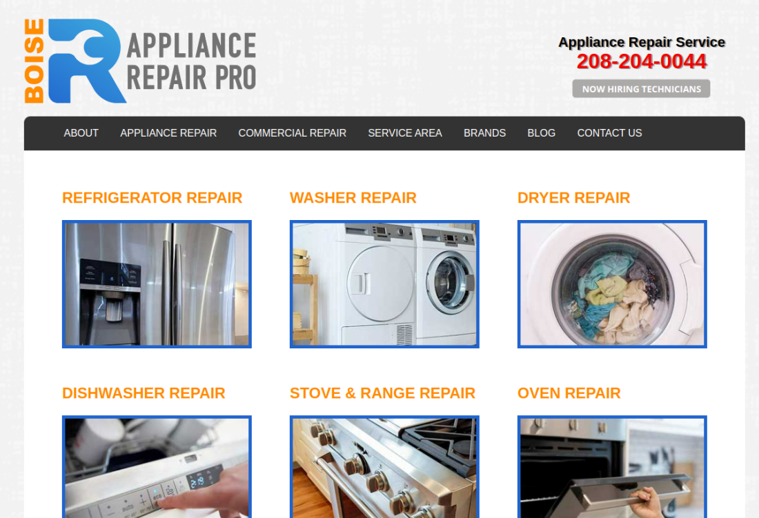 Boise Appliance Repair Pro website
