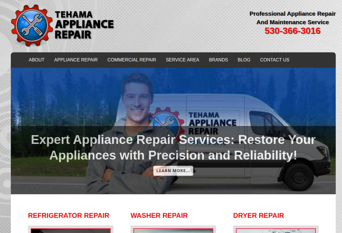 Tehama Appliance Repair website