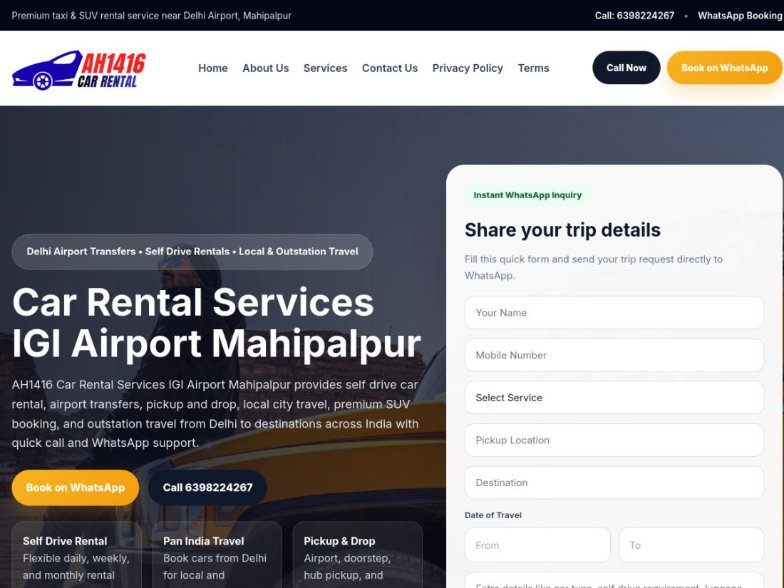Automatic live preview of AH1416CarRental.com