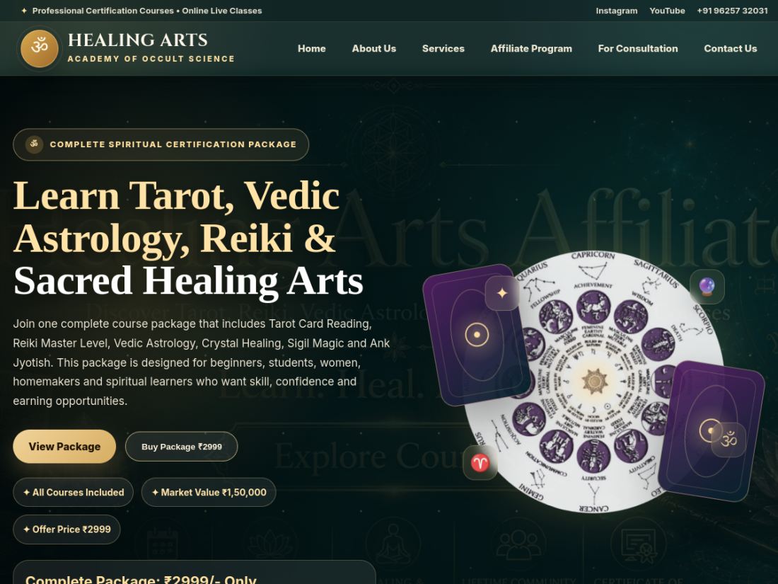 Automatic live preview of Healing Arts Affiliate