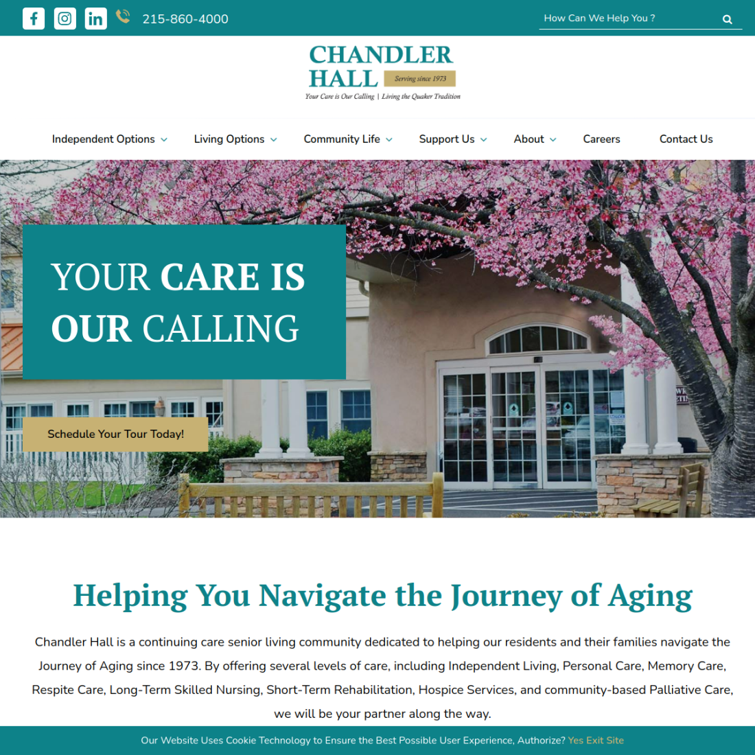 Chandler Hall Health Services desktop view