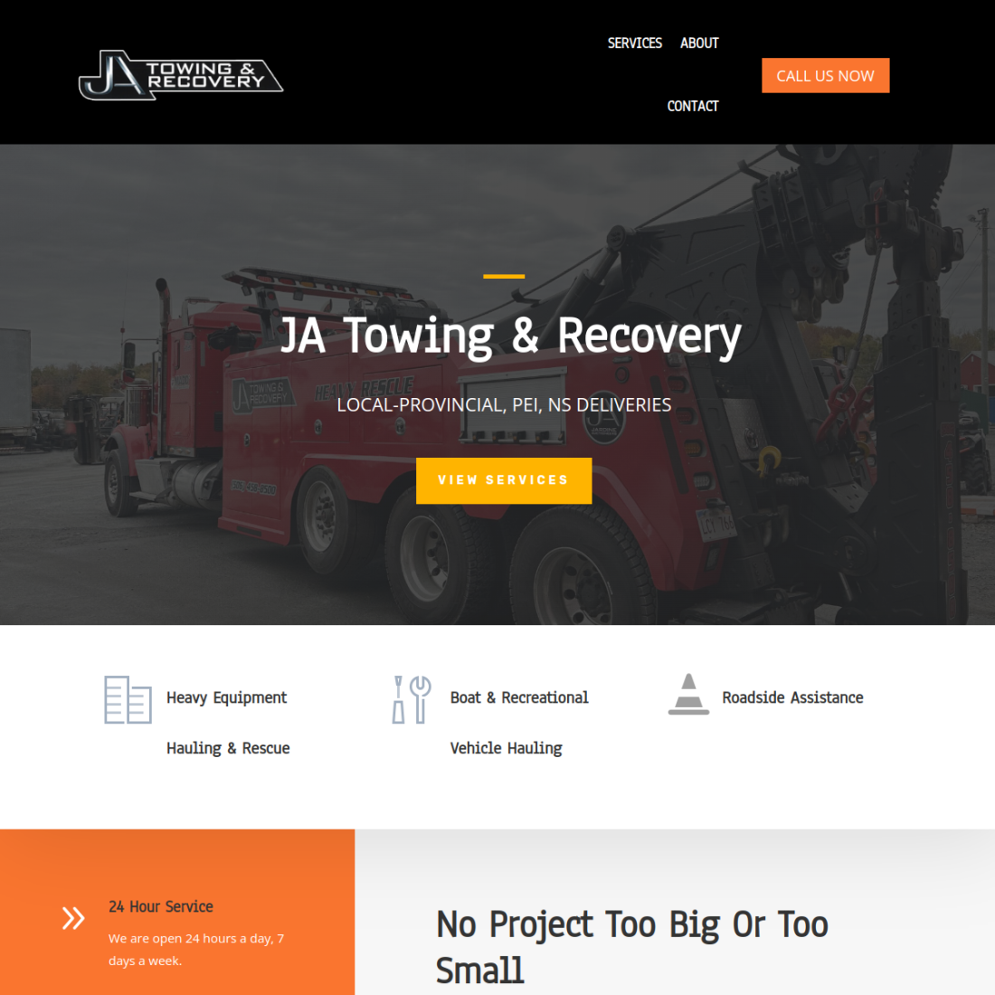 JA Towing & Recovery desktop view