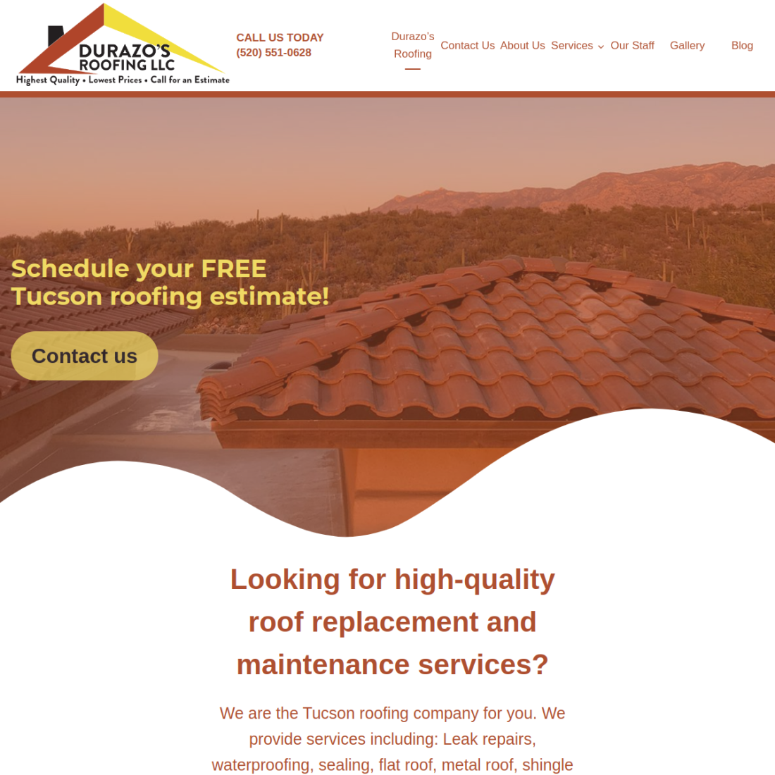 Durazo's Roofing LLC desktop view