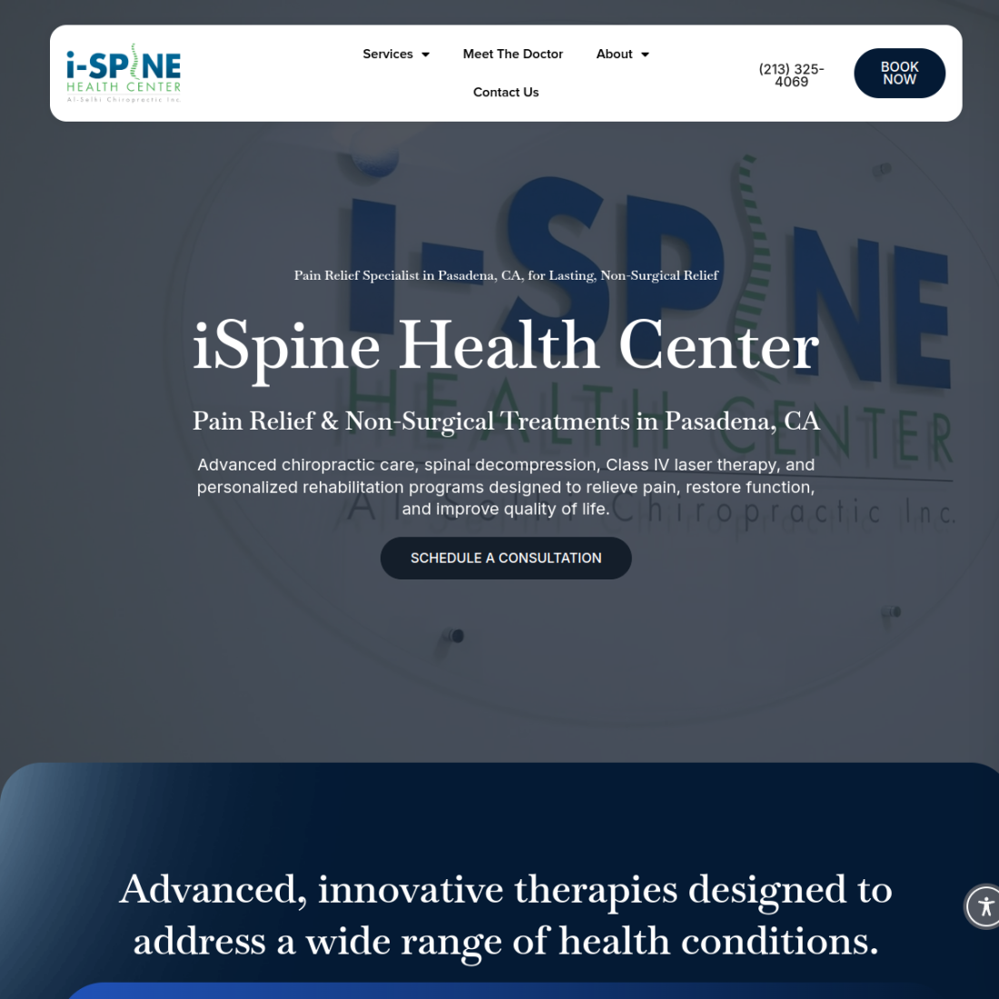 iSpine Health Center desktop view