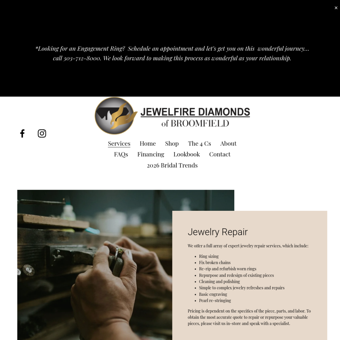 Custom Jewelry Design Services Broomfield CO desktop view