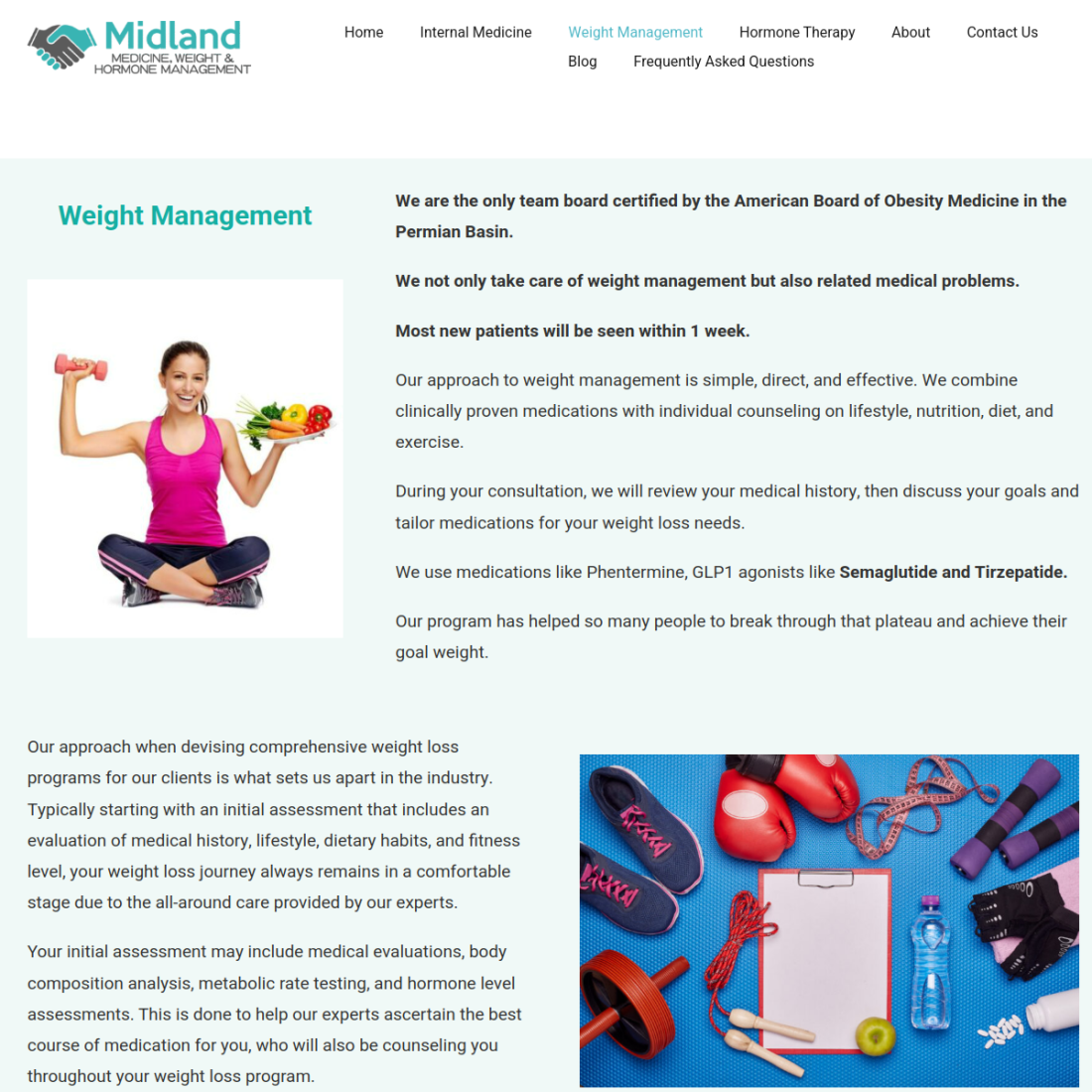 Midland Hormone and Weight Management desktop view