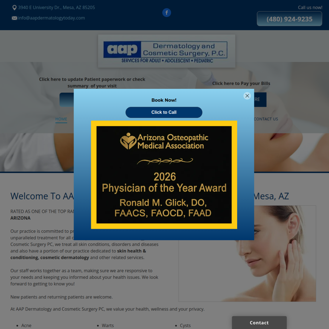 AAP Dermatology desktop view