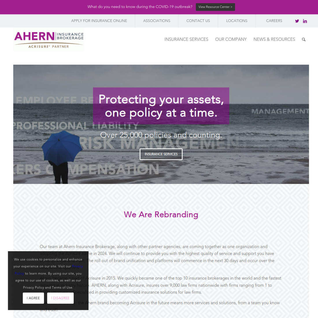 AHERN Insurance Brokerage desktop view