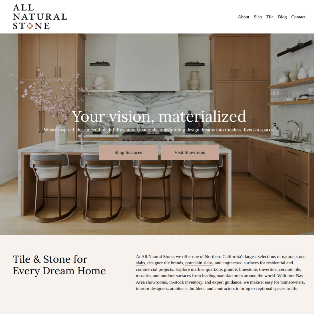 All Natural Stone desktop view