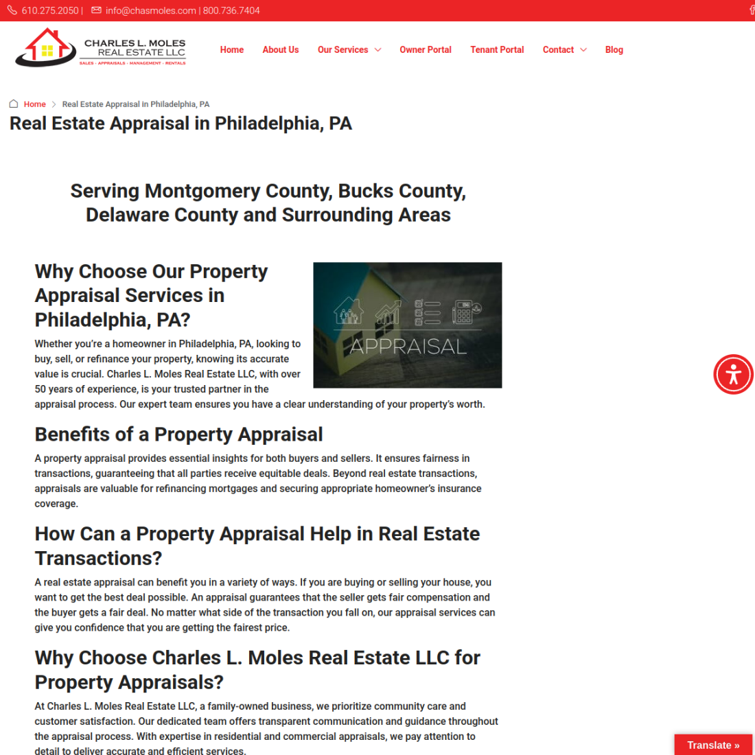 Charles L Moles Real Estate desktop view
