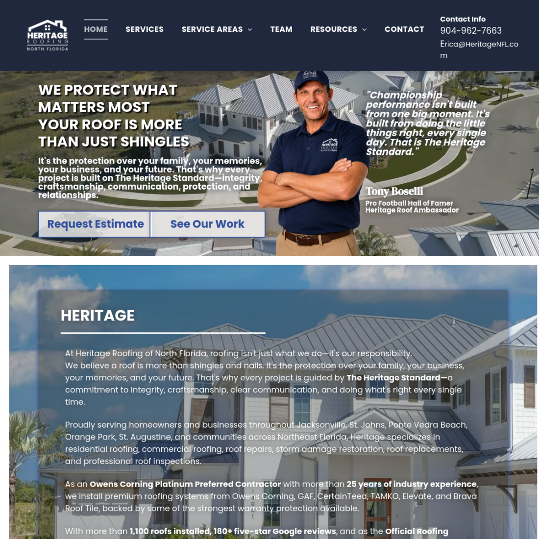 Heritage Roofing of North Florida desktop view