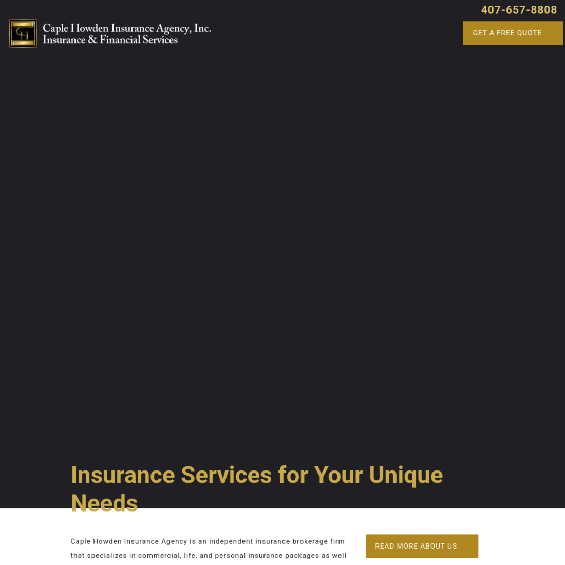 Caple Howden Insurance desktop view