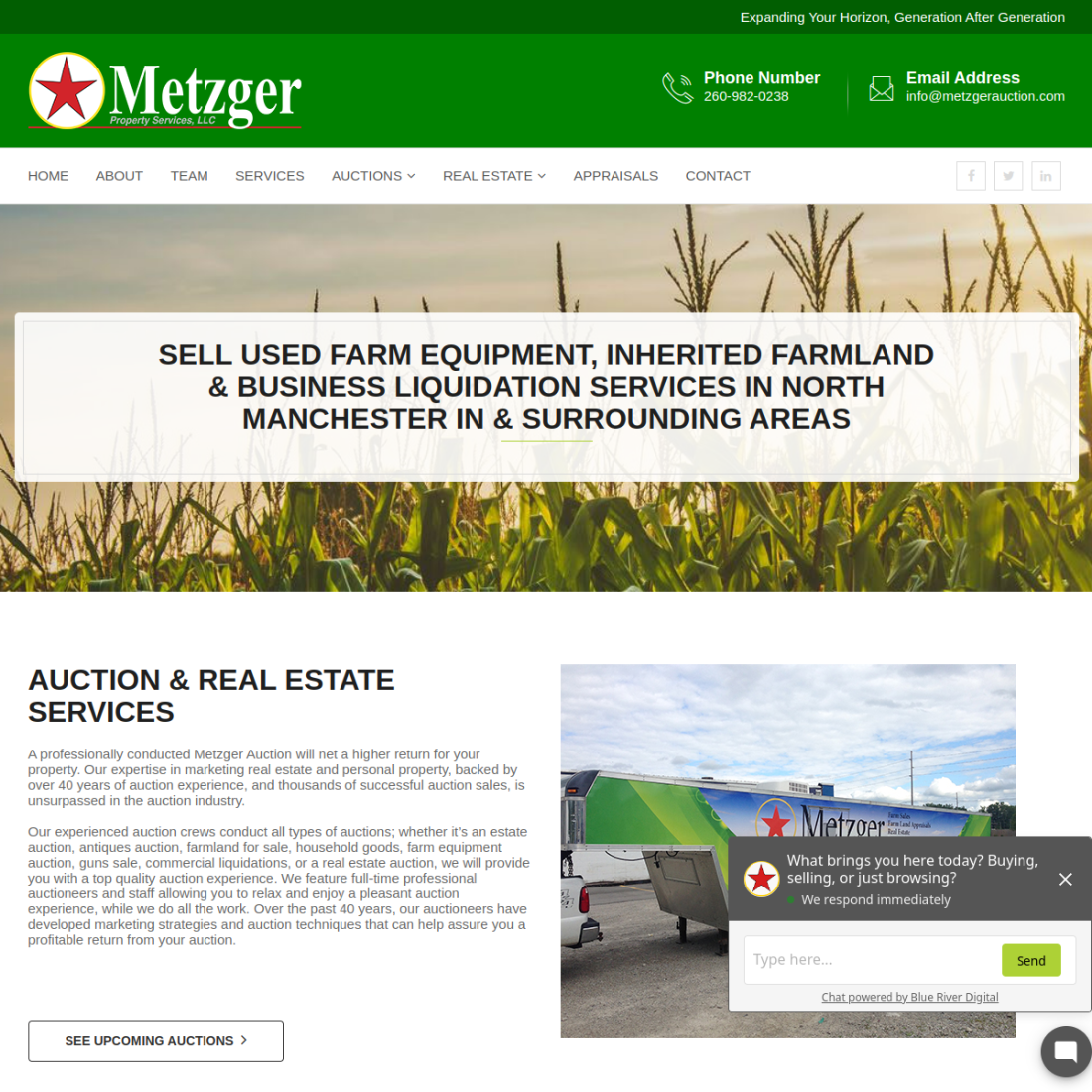 Metzger Auctions desktop view