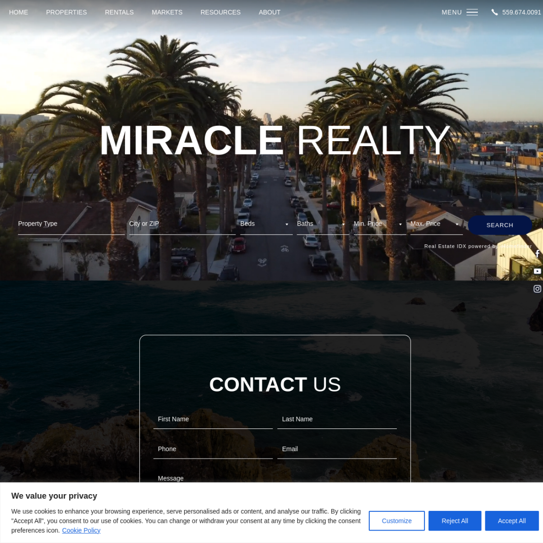 Miracle Realty desktop view