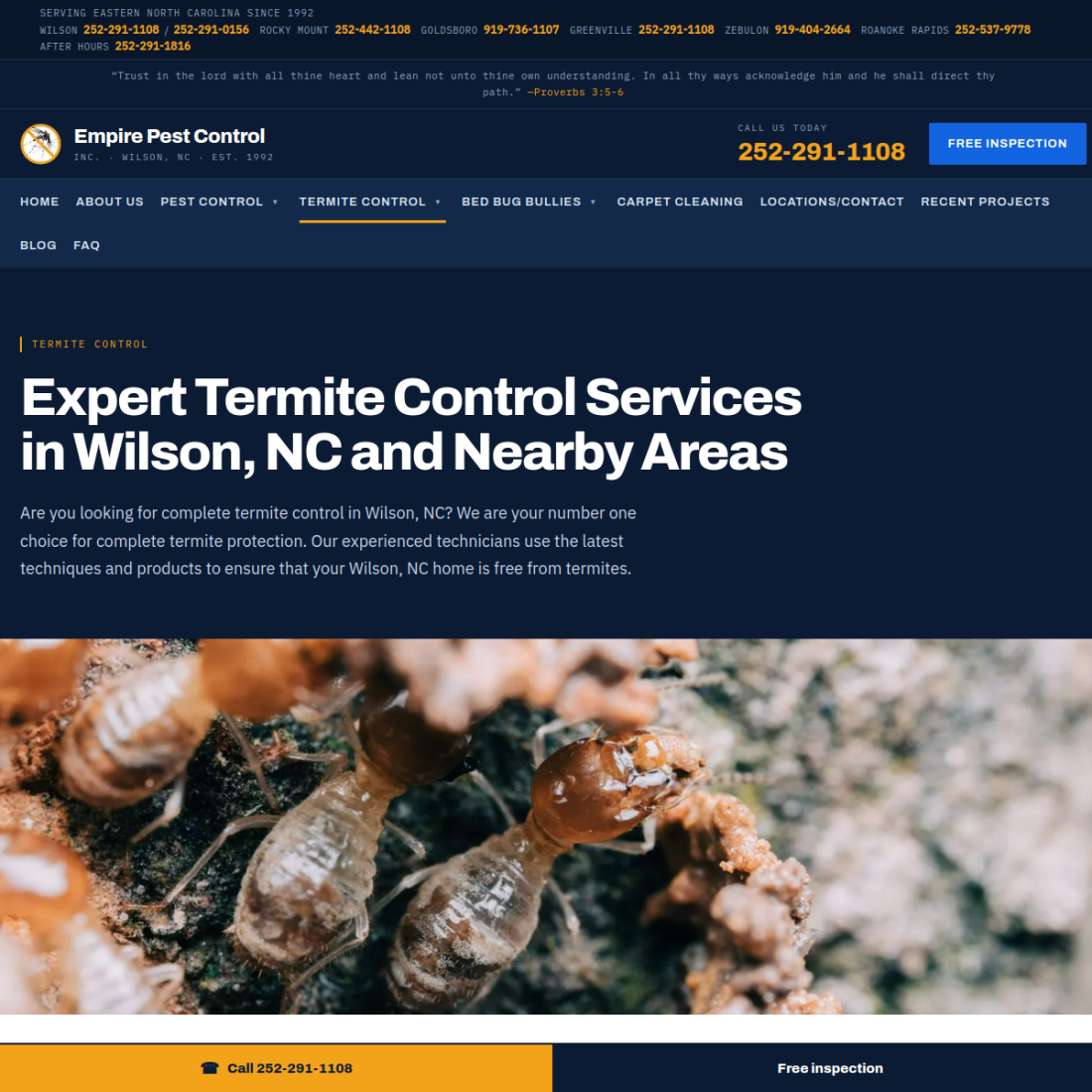 Empire Pest Control Inc. NC desktop view