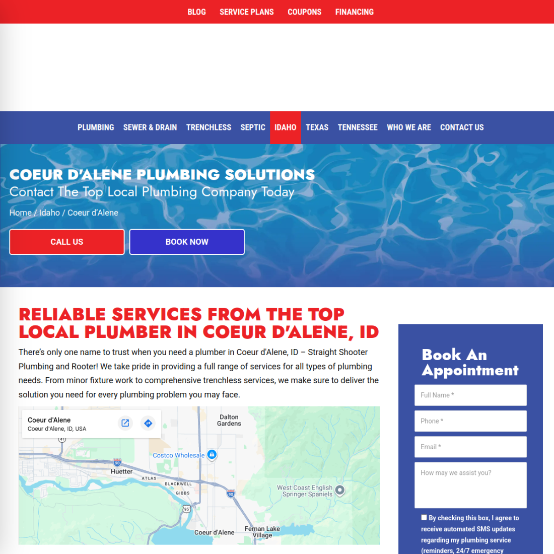 Straight Shooter Plumbing and Rooter desktop view