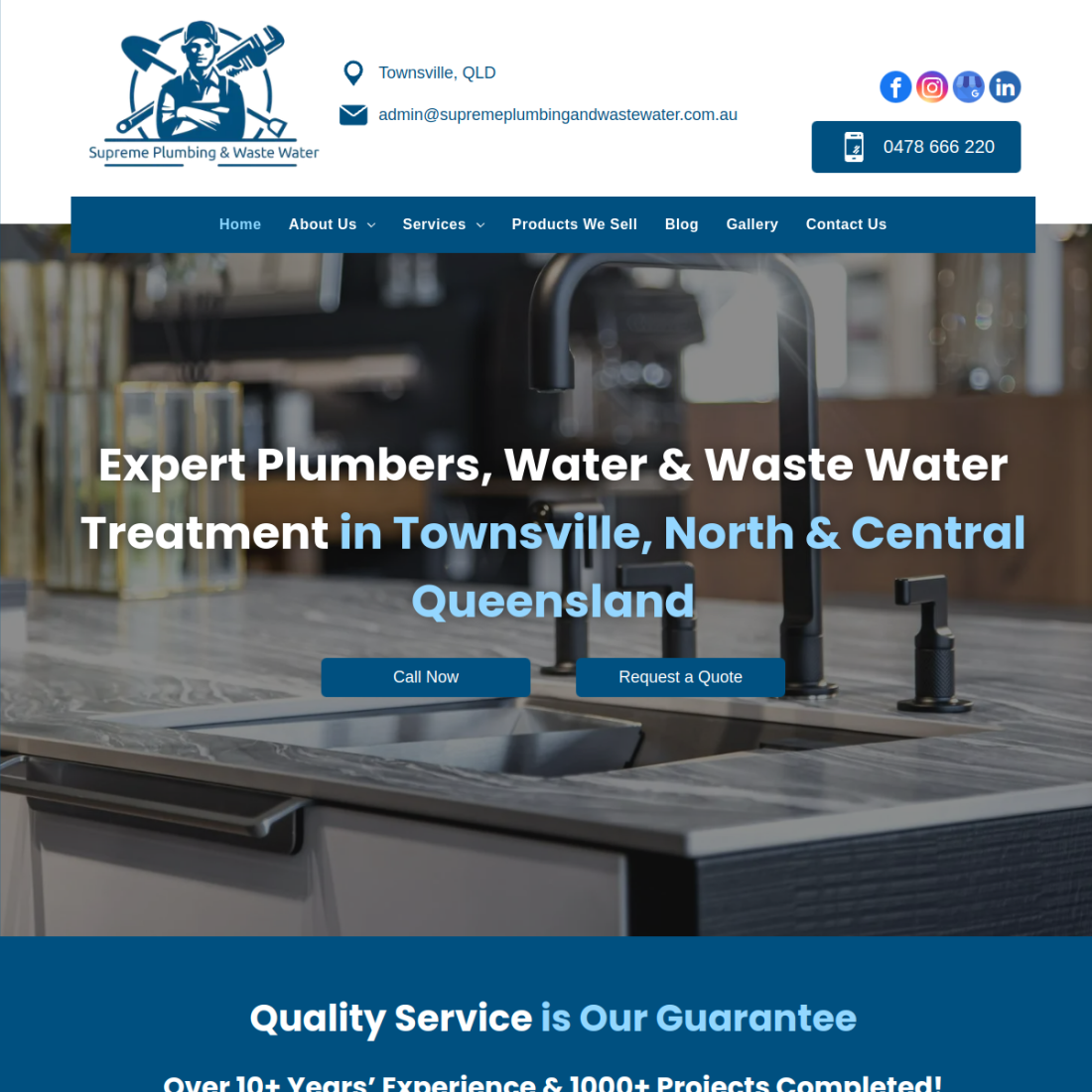 Supreme Plumbing and Waste Water desktop view
